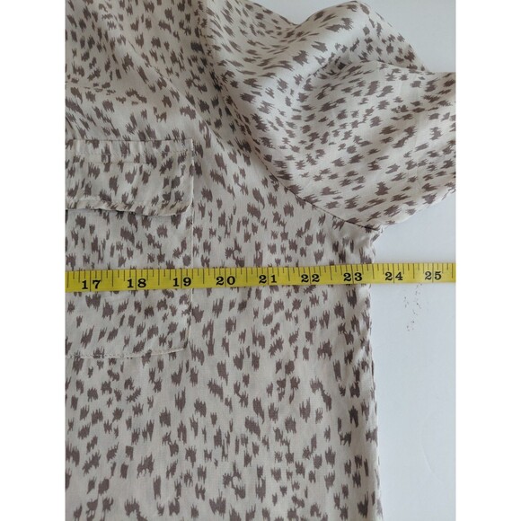 Zoye Chen Sz M Cream/Brown Animal Print Longline Button Front Long Sleeve Blouse - Picture 8 of 9